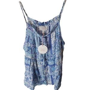 Hippie Rose Lightweight Blue Boho Blouse, NWT, Small